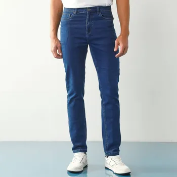 Dámské džíny Rovné džíny s 5 kapsami ze strečového denimu pro postavu 170 až 178 cm modrá 44