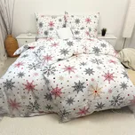 Krepové povlečení Sněhové vločky červené Zapínání: zip, Velikost polštáře: 70x90, Velikost přikrývky: 140x240