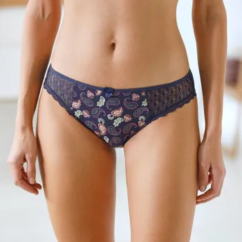 Dámské spodní prádlo Sada 2 kalhotek midi z krajky s potiskem kašmíru Coria Confidence Lingerie modrá 50/52