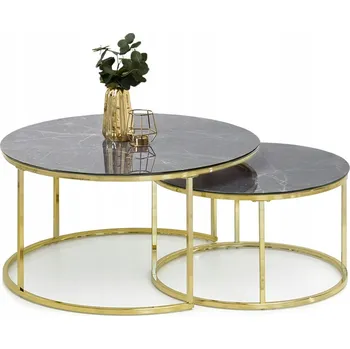 Konferenční stolek Konferenční stolek Mebel-Partner kulatý 80 x 80 x 42,5 cm odstíny šedé, zlatý