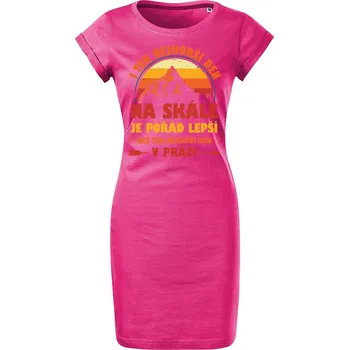 Dámské šaty Bavlněné letní šaty Nejhorší den na skále Velikost: M, Barva: Purpurová