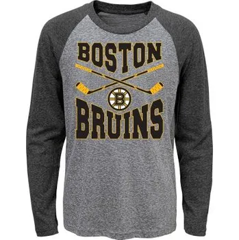 Chlapecké tričko Outerstuff Dětské tričko Boston Bruins NHL Cross Stick Ls Triblend Raglan Velikost: Dětské XL (13 - 15 let)