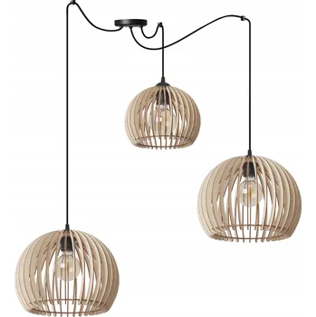 ZÁVĚSNÁ LAMPA STROPNÍ LUSTR PAVOUK DŘEVĚNÁ STÍNIDLA BOHO JAPANDI 3XE27
