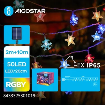 Venkovní osvětlení Aigostar - LED Solární vánoční řetěz 50xLED/8 funkcí 12m IP65 multicolor