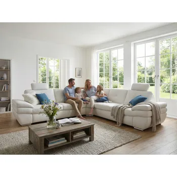 Sedací souprava Luxusní kožená rohová sedací souprava ARGENTO Pravý roh - s úložným prostorem