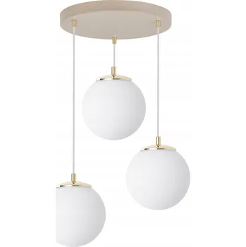 ZÁVĚSNÉ SVÍTIDLO STROPNÍ LUSTR BÍLÉ SKLENĚNÉ KOULE BÉŽOVÉ DO KUCHYNĚ JÍDELNY