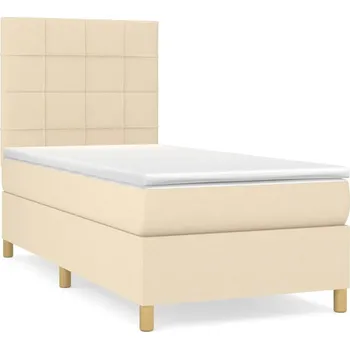 Postel Kontinentální postel krémová 203 x 100 x 118/128 cm, matrace 100 x 200 x 20