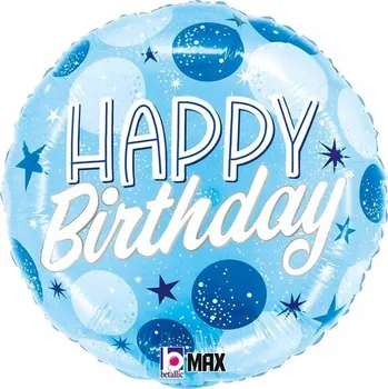 Balónek Foliový balónek Modrý s puntíky na narozeniny 18" - 46 cm - Grabo /PACK