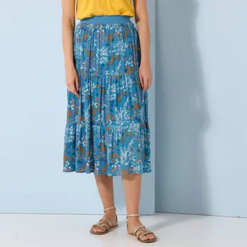 Dámská sukně Midi volánová sukně s potiskem květů modrá 42/44