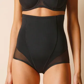 Stahovací body Kalhotky s vysokým pasem, úplet a stahující tyl černá 36