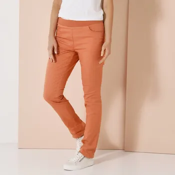 Dámské kalhoty Pohodlné dlouhé kalhoty s pružným pasem béžová 50