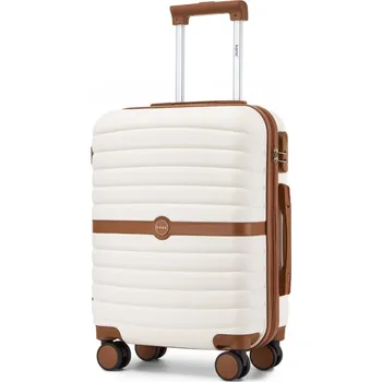 Módní doplněk Cestovní kabinový kufr ABS+PC s pruhovaným vzorem Kono - 36 L - béžovo-hnědý