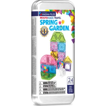 Dřevěná hračka Magnetická stavebnice microMAGS Spring Garden Travel Set 24 dílů