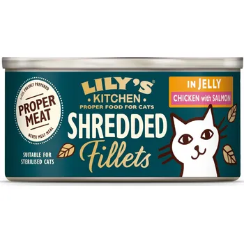 Krmivo pro kočku 24x70g Lily's Kitchen Shredded Fillets kuřecí a losos vlhké krmivo pro kočky