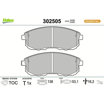 Brzdová destička Sada brzdových destiček, kotoučová brzda VALEO 302505