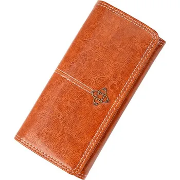 Camerazar Portfel damski duży elegancki skórzany brąz