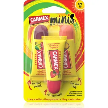 Kosmetika Carmex Minis Strawberry, Cherry, Pineapple balzám na rty 5 ks 5 g kosmetická sada
