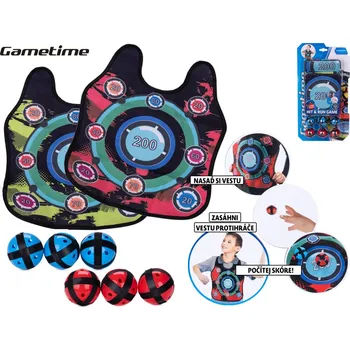 Houpací síť Mikro trading Gametime - Vesta s terčem - 2 ks a míčky - 6 ks - na suchý zip