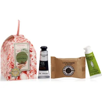 Kosmetická sada L’Occitane Men L’Occitane Verbena hydratační gel krém na ruce 10 ml + L’Occitane Shea tuhé mýdlo 25 g + L’Occitane Men Cade krém na holení 10 ml kosmetická sada