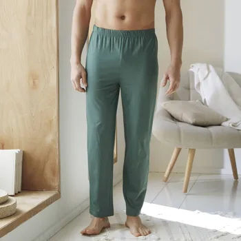 Dámské pyžamo Jednobarevné pyžamové dlouhé kalhoty tmavě zelená 36/38