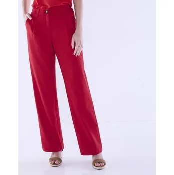 Dámské kalhoty Jednobarevné splývavé široké kalhoty červená 38