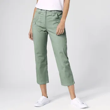 Dámské kalhoty Rovné strečové 7/8 kalhoty zelenošedá 48