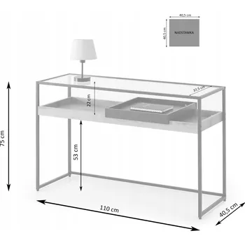Konferenční stolek Konzolový Stolek Mebel-Partner bílá, dub sonoma, průhledný matná 110 x 75 x 40 cm