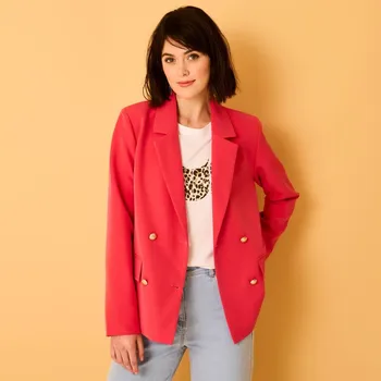 Dámské sako Blejzr s dvouřadým zapínáním na knoflíky malinová 36