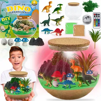 Obraz KREATIVNÍ SADA S LED PODSVÍCENÍM TERÁRIUM DINOSAURUS DIY NOČNÍ LAMPA