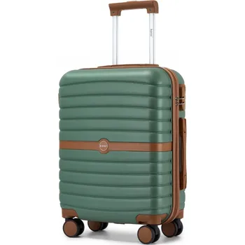 Módní doplněk Cestovní kabinový kufr ABS+PC s pruhovaným vzorem Kono - 36 L - zelený