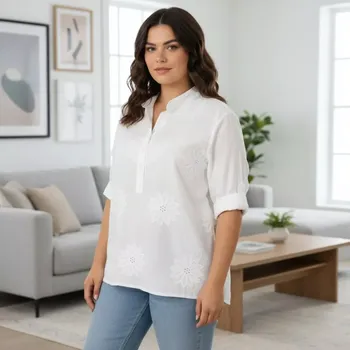 Dámská košile Dámská bílá bavlněná košile uni velikost L - XXL R1589