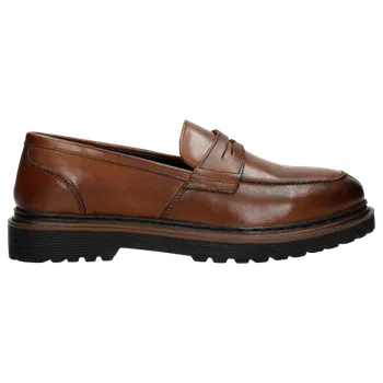 Pánské polobotky Hnědé Pánské Kožené Polobotky S Černou Podrážkou Wojas 1013853 43