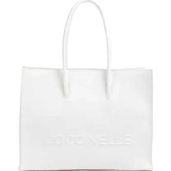 Kabelka Coccinelle kožená kabelka velká shopper logo bílá - Myrtha + doprava zdarma