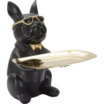 Dekorace s táckem Bull Dog 19 cm černá/zlatá