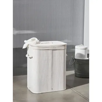 Koš na prádlo Sinsay - Bambusový koš na prádlo s víkem - bílá - 911CN-00X - 911CN-00X-ONE