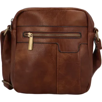 Kabelka Pánská koženková crossbody taška Carloss, tmavě hnědá