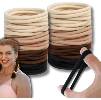 Camerazar Sada 50 kusů jednoduchých hnědých a černých elastických gumiček do vlasů