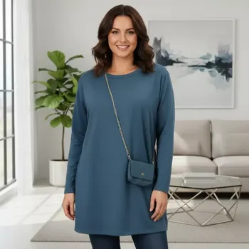 Dámské oblečení Petrolejové mikinové šaty s kabelkou