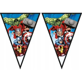 PAPÍROVÁ GIRLANDA TROJÚHELNÍKOVÁ AVENGERS 230 CM NAROZENINOVÁ VÝZDOBA AVENGERS LICENCE