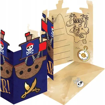 Pozvánka Narozeninové pozvánky Amscan Piráti s obálkou 8 ks