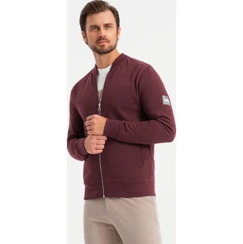 Pánská mikina Pánská rozepínací bavlněná mikina bomber - vínová V13 OM-SSZP-0215 - XXL