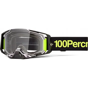 Motocyklové brýle 100 PERCENT BRÝLE ARMEGA ORBAN - ČIRÉ SKLO - BARVA ČERNÁ/ŽLUTÁ RYCHLÁ VÝMĚNA SKEL