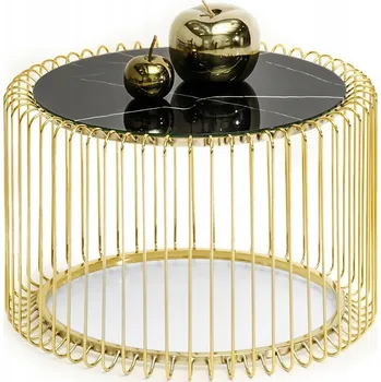 Konferenční stolek ELEGANTNÍ KONFERENČNÍ STOLEK DO OBÝVACÍHO POKOJE GLAMOUR NAVIO 60CM ČERNÝ MARMOROVÝ ZLATÝ