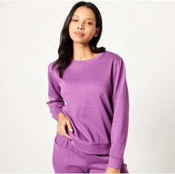 Dámská mikina Moltonová mikina s kulatým výstřihem fialová 52