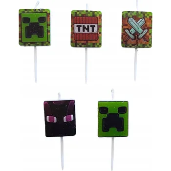 Dortová svíčka Narozeninové svíčky Minecraft 5 ks OSLAVA NAROZENINY PÁRTY