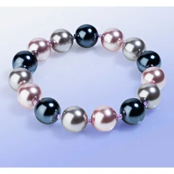 Náramek Perlový náramek šedá/fialová průměr 7,5cm