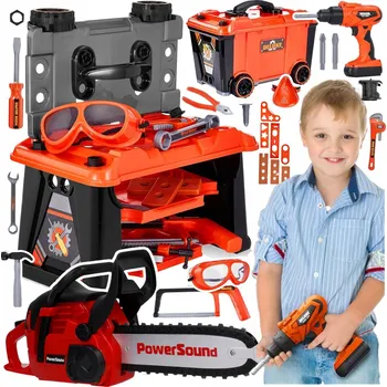 Dětská dílna STATOR Z962Z KUFR S NÁŘADÍM + MOTOROVÁ PILA pro děti XXL