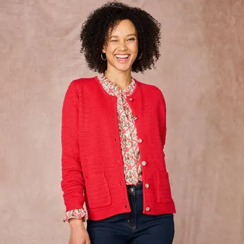 Dámský svetr Propínací svetr z úpletu se vzorem červená 38/40