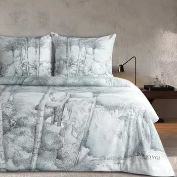 Povlečení 220x200 cm saténové bavlněné, světle šedé a ocelově šedé