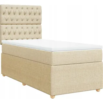 Postel Kontinentální postel krémová 200 x 80 x 140,5/150,5 cm s matrací a topperem